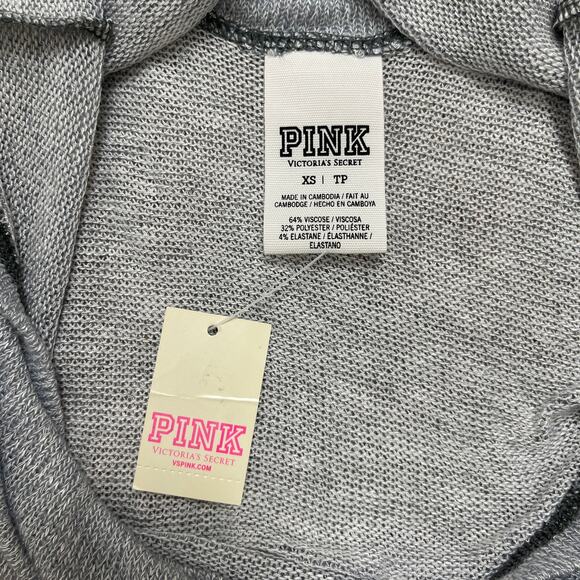 Victoria’s Secret PINK Light Gray Scoop Back Rhinestone Bling Slouchy Sweater XS - Picture 12 of 16